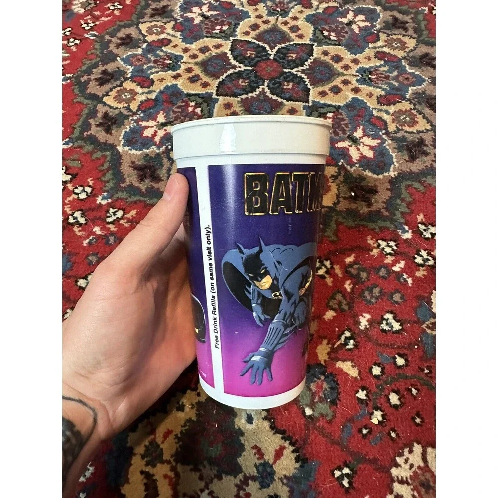Vintage Batman Movie Taco Bell Plastic Purple Collector Cup Pepsi 1989